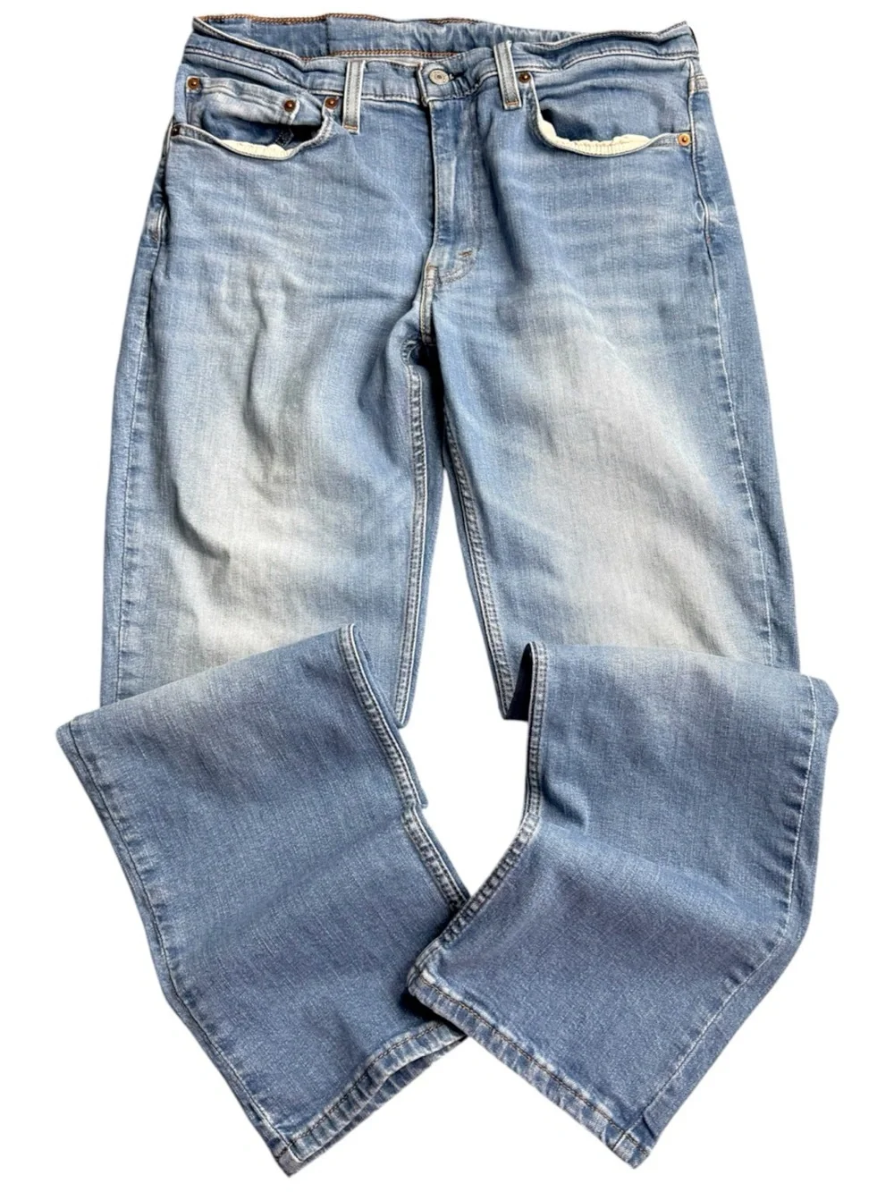 Levi’s 514 Mens Jeans Size 34x32 Straight Leg Light Wash Stretch Denim Blue